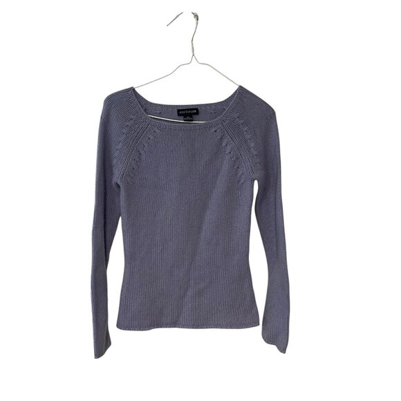 Ann Taylor Purple 100% Cashmere Chunky Cable Knit Sweater Women’s Size XS Luxury - Picture 1 of 6